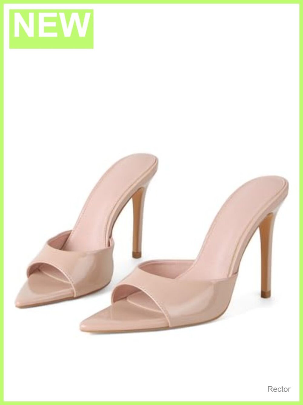 Womens Open Toe Stiletto High Heel Mules Slip On Patent Leather Dress Sandals